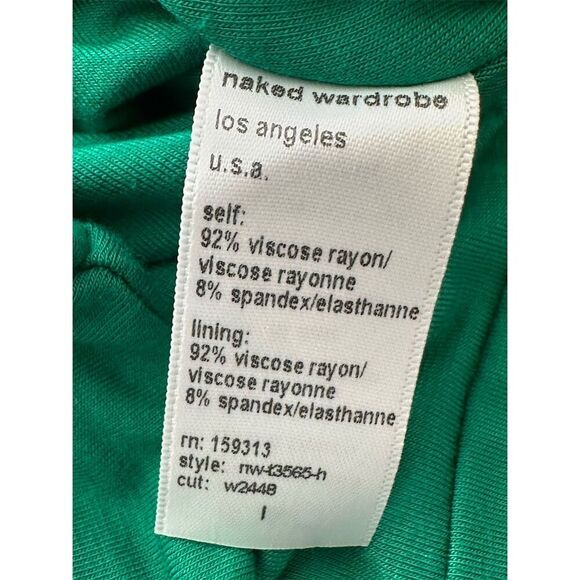 Naked Wardrobe Women's Green Cropped T-Shirt Size L Casual Spring - Picture 6 of 7